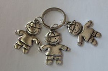 Pewter 3 Boys Sons Friends Brothers Grandsons Triplets Keychain Keyring
