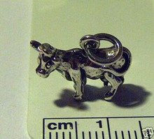 3D Standing Cow Heifer Sterling Silver Charm