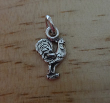 Small Chicken Fancy Rooster Sterling Silver Charm