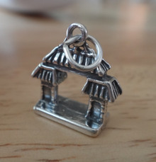 3D 15x16mm Chinese Arch Gate Sterling Silver Charm