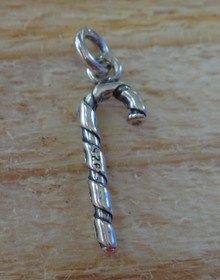 8x25mm Long Candy Cane Christmas Sterling Silver Charm
