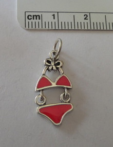 Pink Enamel Movable Bathing Suit Sterling Silver Charm