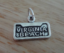 15x11mm small says Virginia Beach on license plate Sterling Silver Charm
