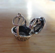 Movable Basket w/ Handle Rabbit Sterling Silver Charm