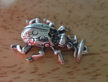 3D 17x21mm Beetle Ladybug Insect Sterling Silver Charm