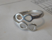 size 6.5-7.5 Sterling Silver Adjustable Double Infinity Love Wedding Ring