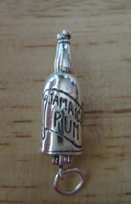 Movable 5g Jamaican Rum Bottle Ship inside it Sterling Silver Charm