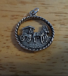 18mm Horse & Buggy say Mackinac Island Sterling Silver Charm