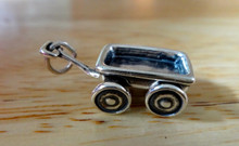 13x22mm Movable Wheels on this Wagon Sterling Silver Charm
