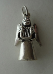 3D 21x10mm Angel holding a Lyre Harp Sterling Silver Charm