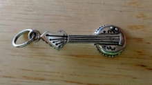 29x9mm detailed 5 string Banjo Sterling Silver Charm