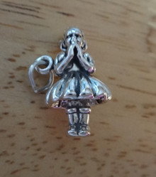 Cute First Communion Girl Praying Sterling Silver Charm