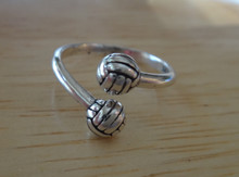 sizes 5 to 7.5 Sterling Silver Adjustable Volleyball Water Polo with 2 Balls Ring