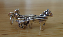 3D Horse and Harness Racer Sterling Silver Charm