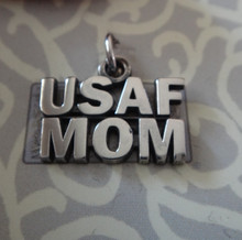 19x13mm says USAF MOM United States Air Force Military Sterling Silver Charm!