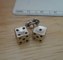 3D 15x14mm Two piece Movable Bunco Dice Sterling Silver Charm