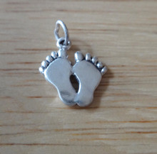 13x13mm Small Bare Feet Foot Sterling Silver Charm