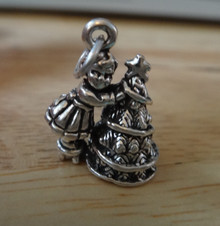 16x19mm Girl Decorating Christmas Tree Sterling Silver Charm