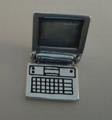 3D 13x15mm Movable Computer Laptop Lap Top Sterling Silver Charm