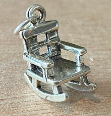 3D 14x16mm Mission style Rocking Chair Sterling Silver Charm