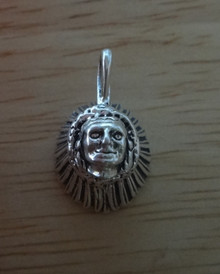 3D Indian Chief with Headdress Sterling Silver Charm