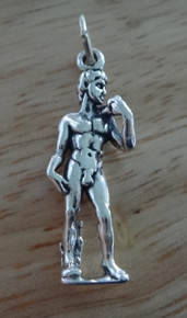 3D 12x28mm Michelangelo's David Statue Sterling Silver Charm