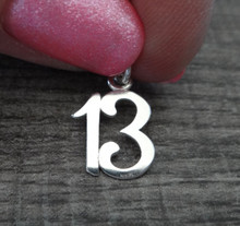 11x15mm Whimsical 13 for 13th Birthday Sterling Silver Charm