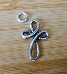 Small 16mm Infinity Cross Wedding Love Religious Sterling Silver Charm