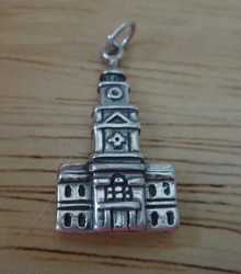 3D 13x25mm Independence Hall Philadelphia Sterling Silver Charm