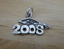 18x15mm Small 2008 with Graduation Cap Sterling Silver Charm