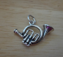 Large French Horn Sterling Silver Charm