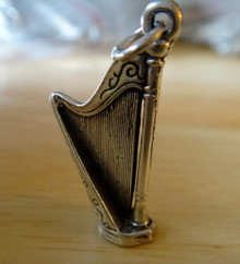 12x27mm Harp Musical Instrument Sterling Silver Charm