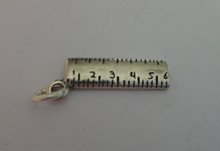 very Detailed School Ruler Sterling Silver Charm