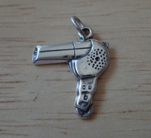 16x20mm Hair Blow Dryer Hairdresser Sterling Silver Charm