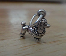 TINY 10x11mm Sterling Silver Standard Poodle Dog with Pom Poms Charm