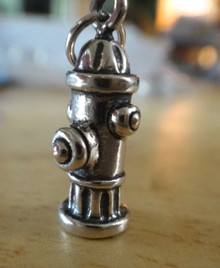 3D 7x18mm Solid 3.5g Fire Hydrant Sterling Silver Charm