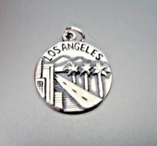 16mm says Los Angeles City of the Angels double sided Sterling Silver Charm