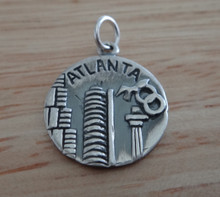 16mm says Atlanta The Big "A" Georgia double sided city Sterling Silver Charm