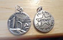 16mm says city of Miami Gateway to the Americas double sided Sterling Silver Charm