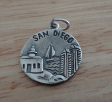 16mm San Diego America's Finest City double sided Sterling Silver Charm