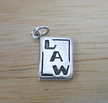 10x16mm double sided Scale of Justice & says Law Book Lawyer Sterling Silver Charm