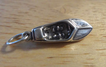 8x20mm Small 3D Ski Speed Boat Sterling Silver Charm