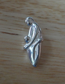 9x21mm Family Single Parent Father Dad or Mother mom & Child Sterling Silver Charm