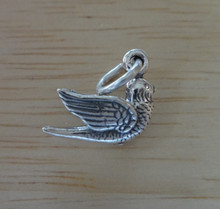 3D 10x15mm Solid Religious Bird Peace Dove Sterling Silver Charm