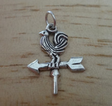 Fancy Rooster Chicken Weather Vane Sterling Silver Charm!