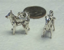 15x15mm 3D Akita or Border Collie Dog Sterling Silver Charm