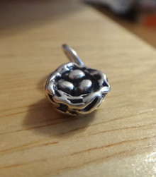 Small 3D 10x13mm Bird Nest Eggs Sterling Silver Charm