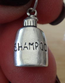 3D 10x17mm says Shampoo on Bottle Sterling Silver Charm