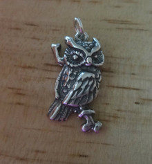15x20mm Wise Owl Bird Sterling Silver Charm