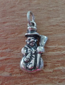 2D 10x21mm Snowman Sterling Silver Charm image only on front